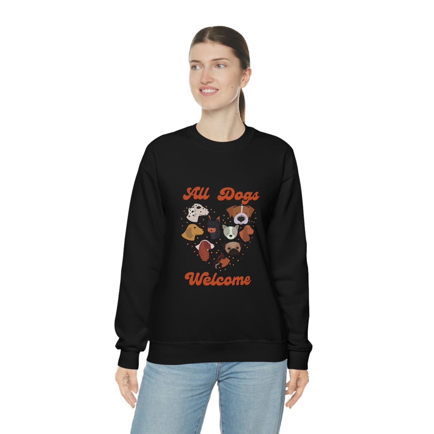 All Dogs Welcome Unisex Heavy Blend™ Crewneck Sweatshirt