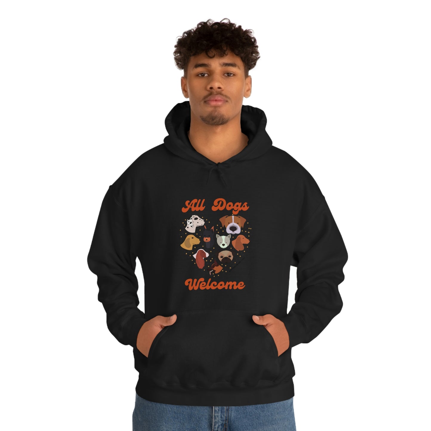 All Dogs Welcome Unisex Heavy Blend™ Hooded Sweatshirt