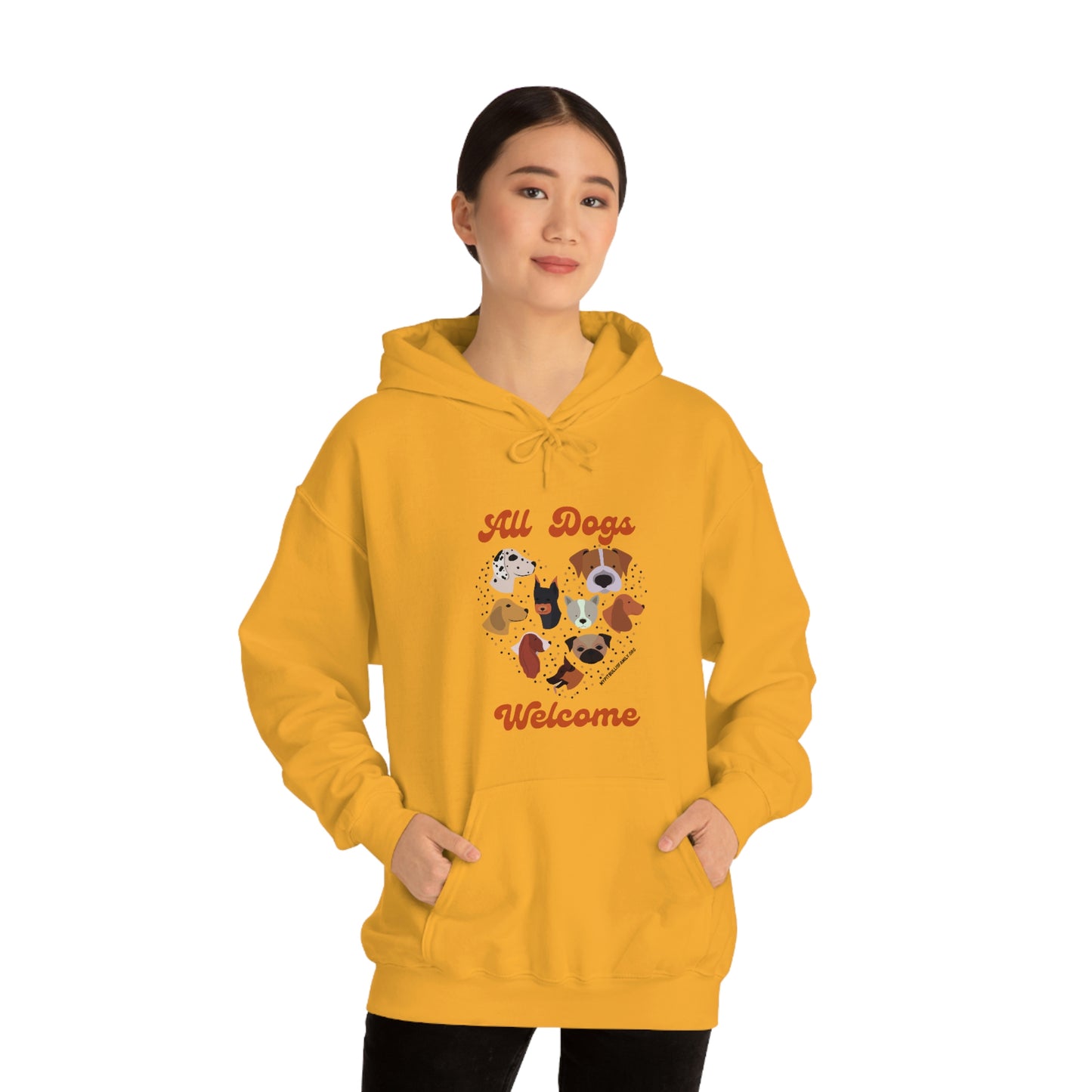 All Dogs Welcome Unisex Heavy Blend™ Hooded Sweatshirt