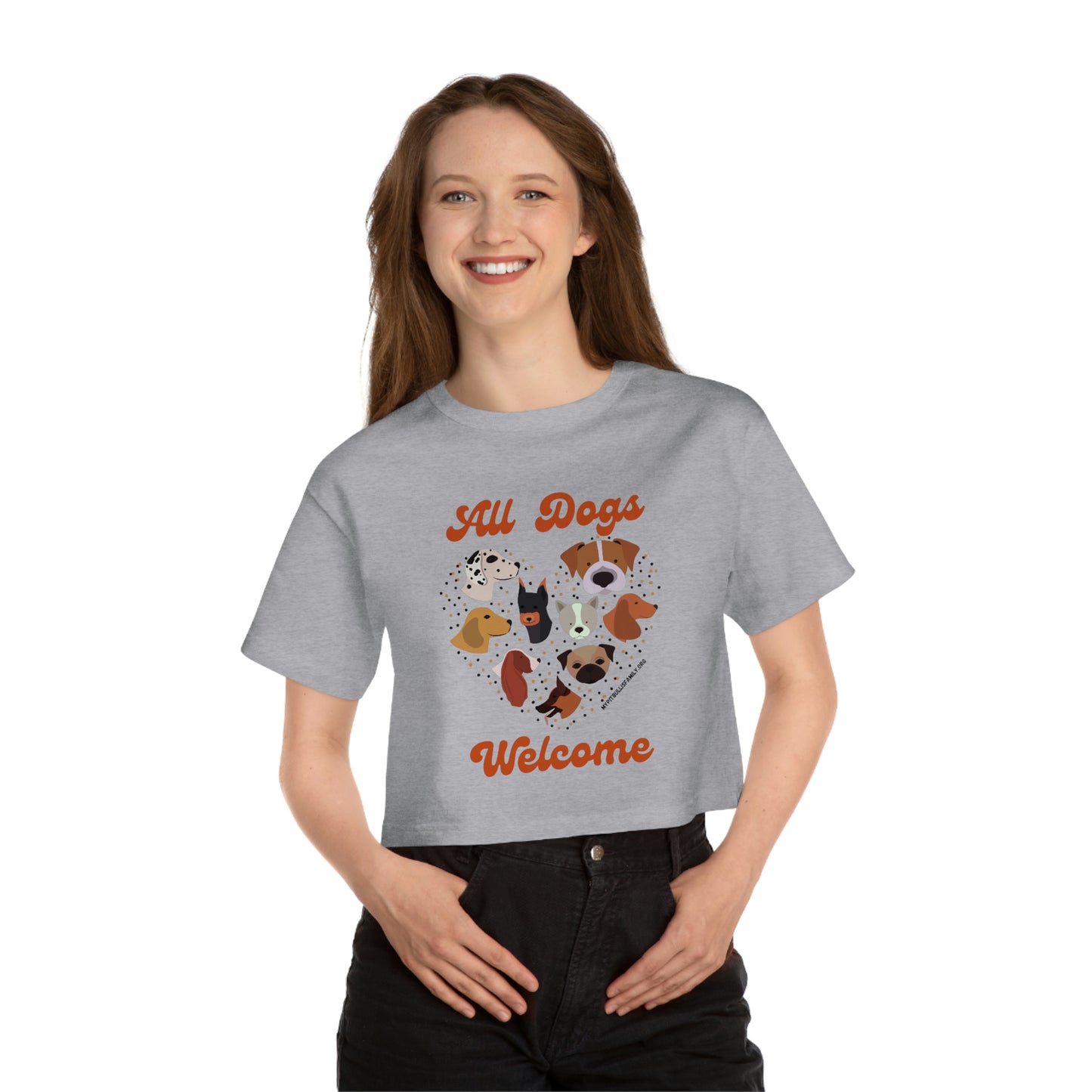 All Dogs Welcome Champion Women's Heritage Cropped T-Shirt